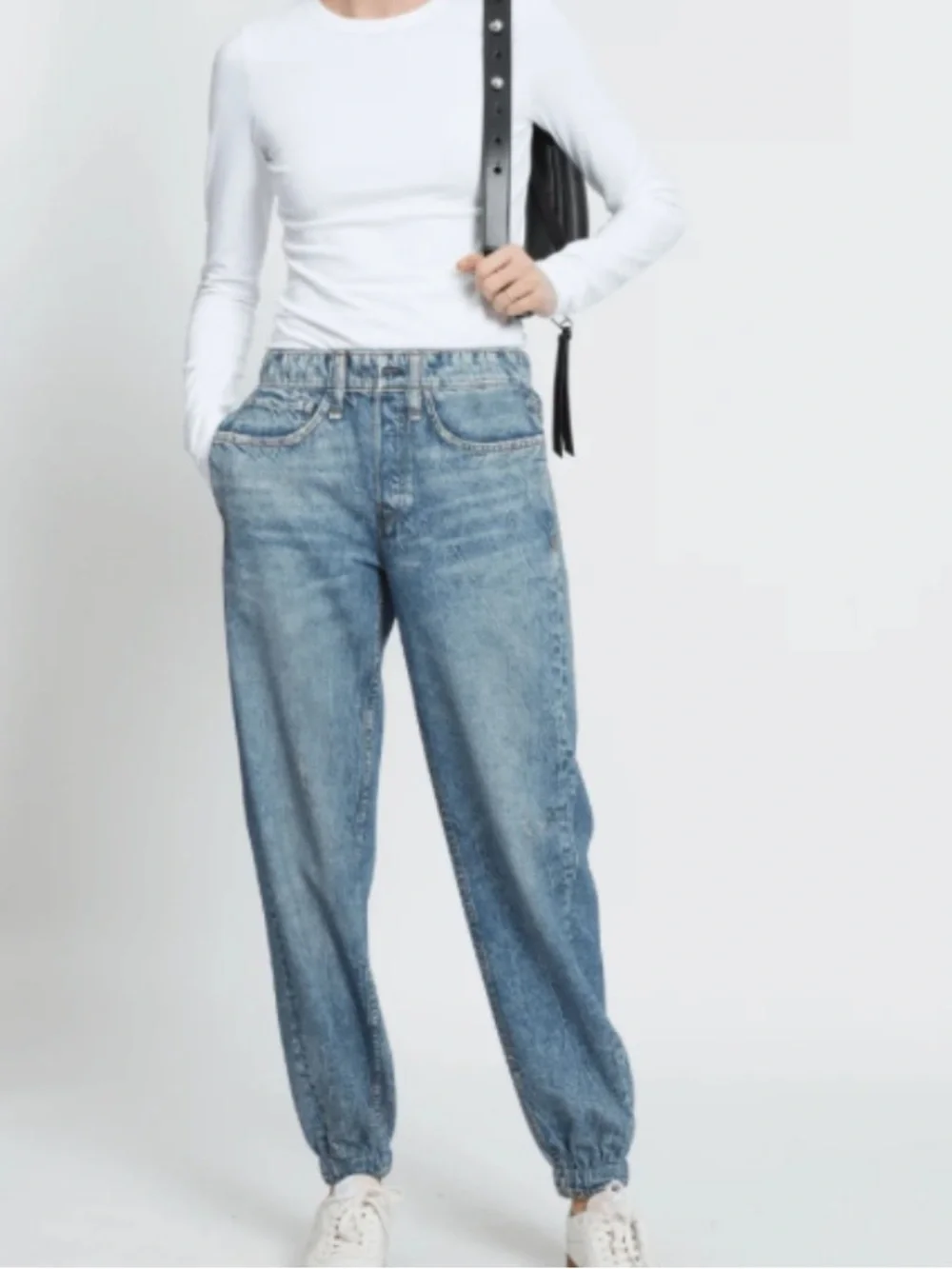 rag & bone rb Miramar Light Blue Relaxed Denim Print Joggers Cotton Terry Sz:S